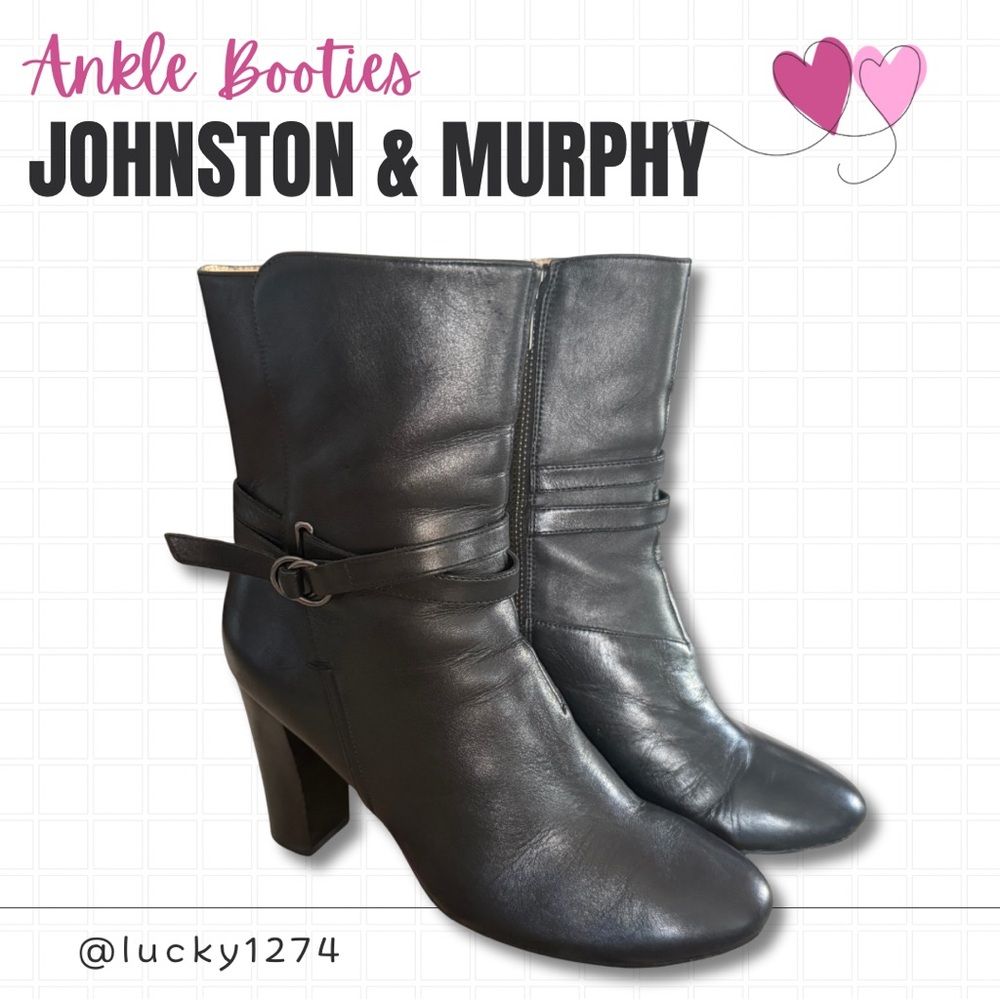 Johnston & Murphy Black Leather Ankle Booties